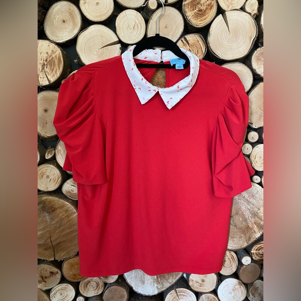 CeCe Red Collared shirt